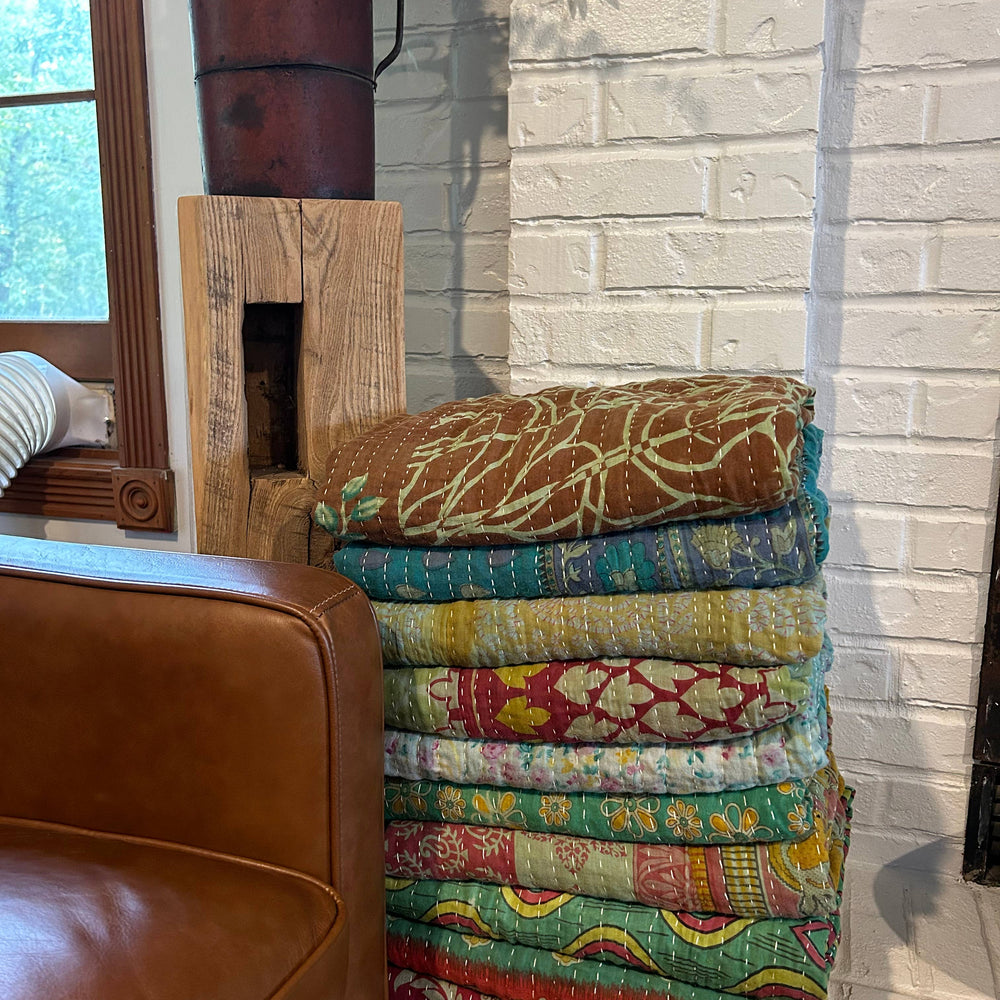 
                  
                    Seeds - Green Overdyed Kantha Quilts.
                  
                