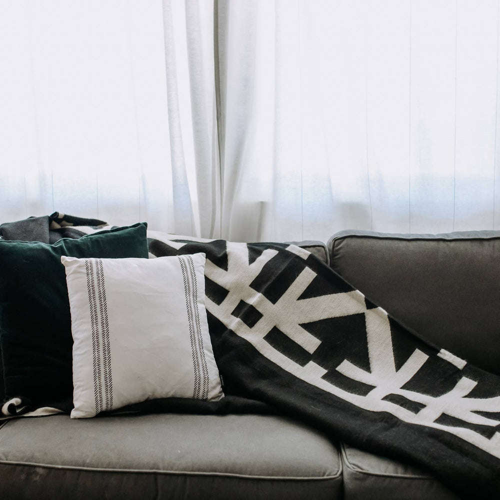 
                  
                    Beyond Borders Collective | Artisan-Made Blankets & Throws - Destino Blanket - Natural / Black | Fall Decor - Pink Pig
                  
                