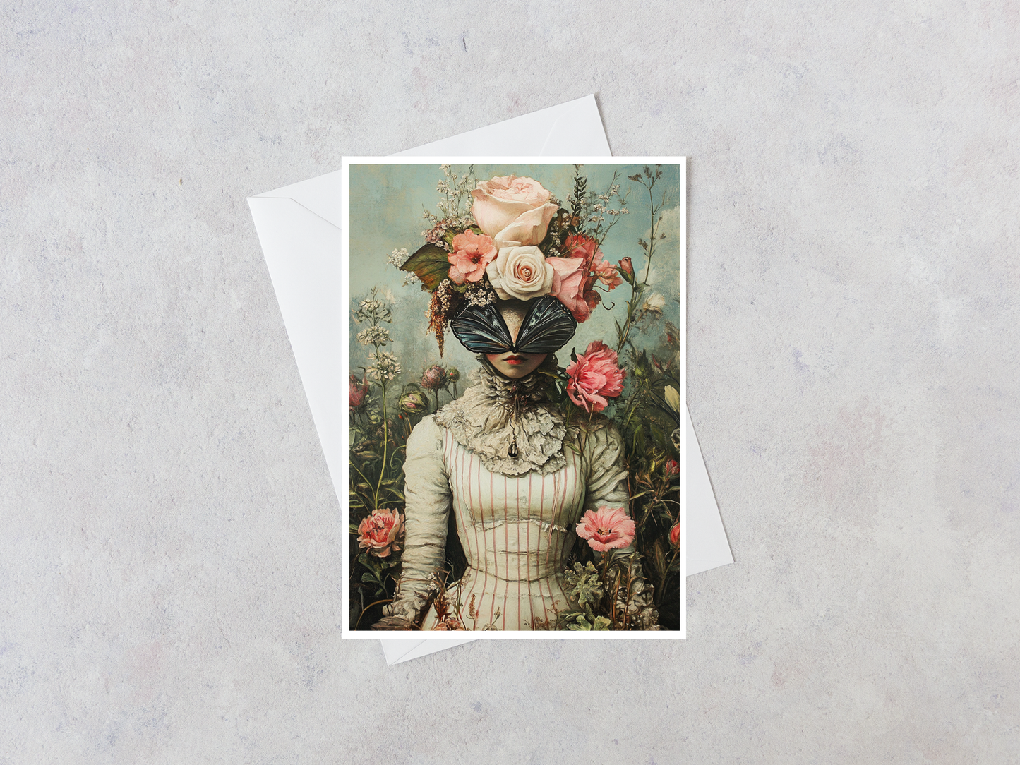 Salty Alyce - Lady of the Butterfly Veil Blank Greeting Card 190RD Books & Stationary Salty Alyce