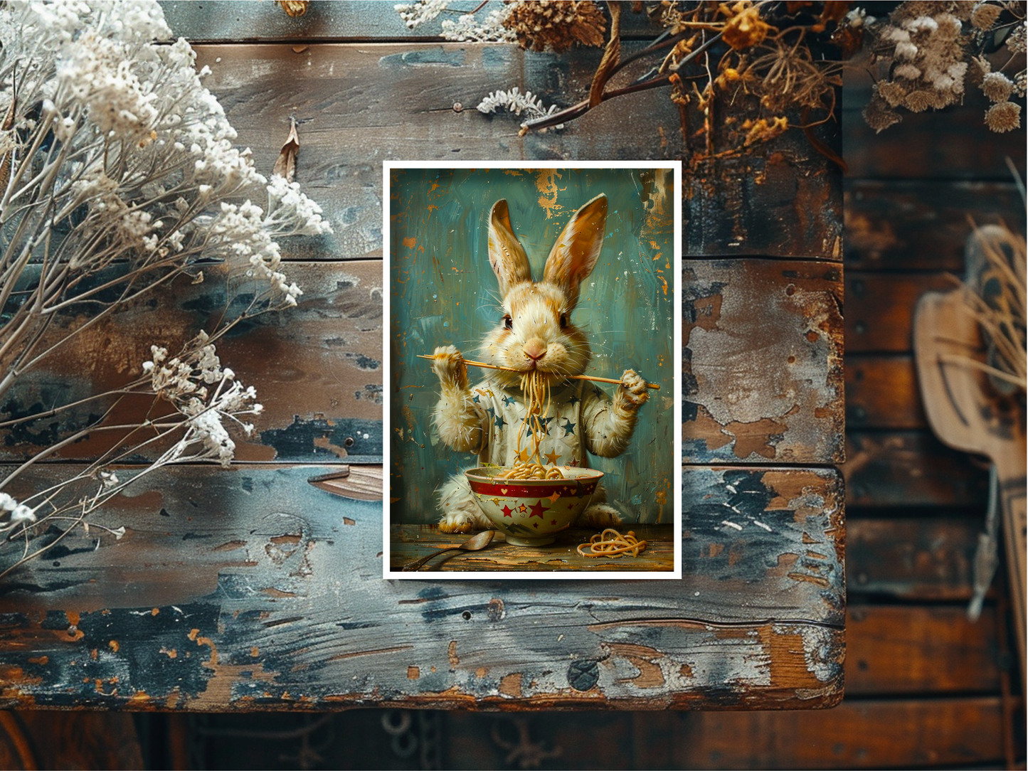 Salty Alyce - Rabbit Eating Ramen Noodles Blank Card 114AS Books ...