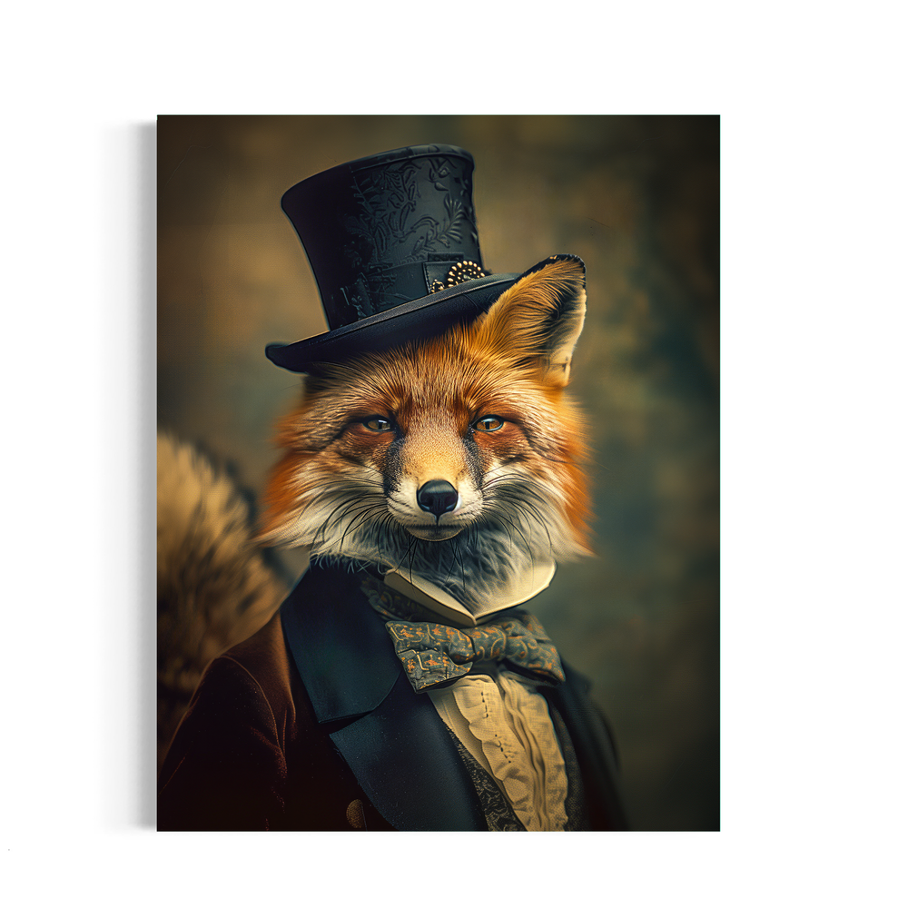 Salty Alyce - Sophisticated Fox Vintage Portrait Wall Decor - Pink Pig