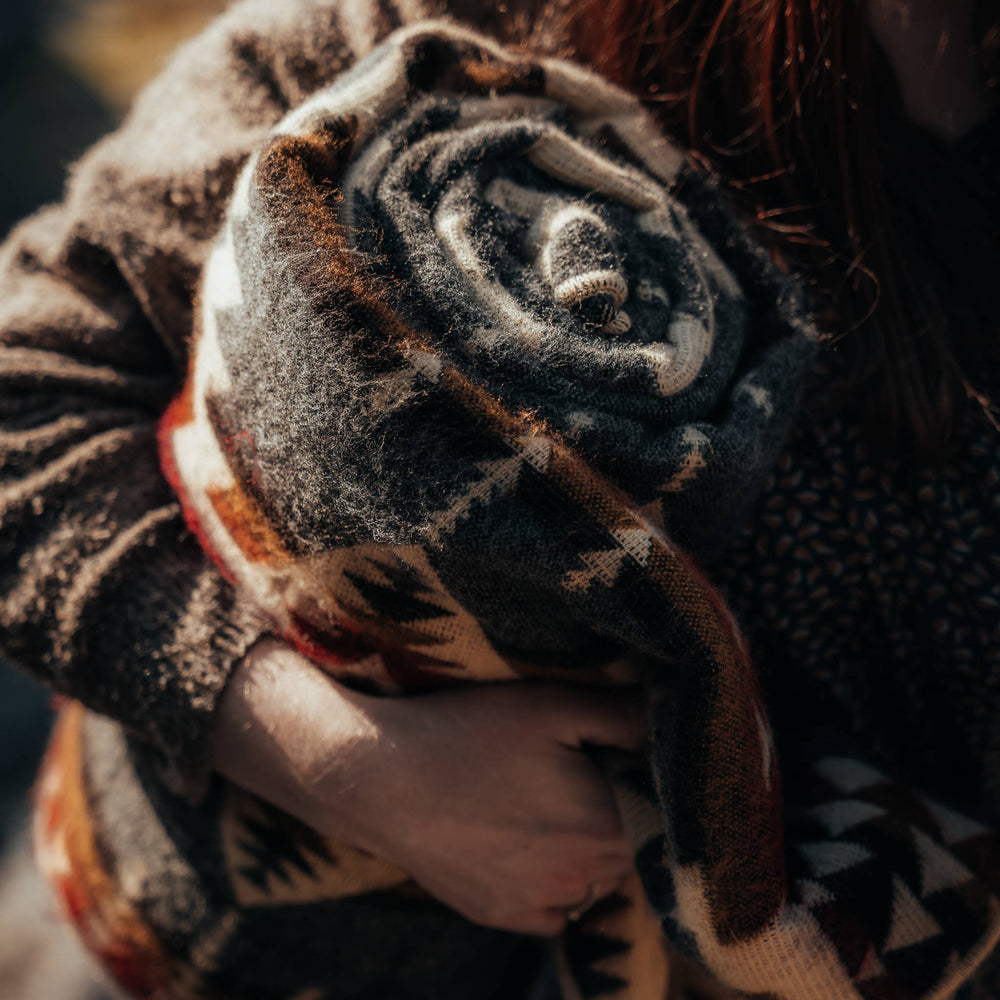 
                  
                    Beyond Borders Collective | Artisan-Made Blankets & Throws - Secoya Blanket - Campfire Ash | Fall Decor - Pink Pig
                  
                