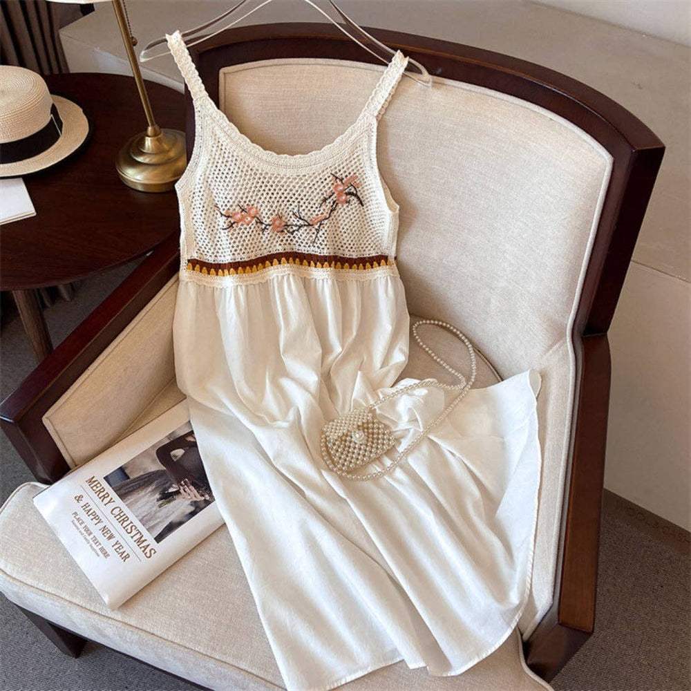 Embroidered Crochet Plum Blossom Sundress
