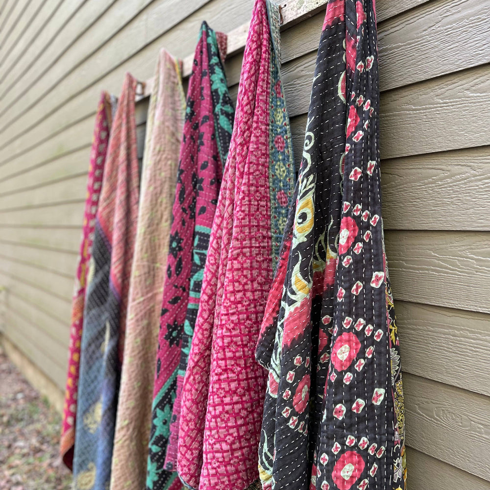 
                  
                    Seeds - Green Overdyed Kantha Quilts.
                  
                