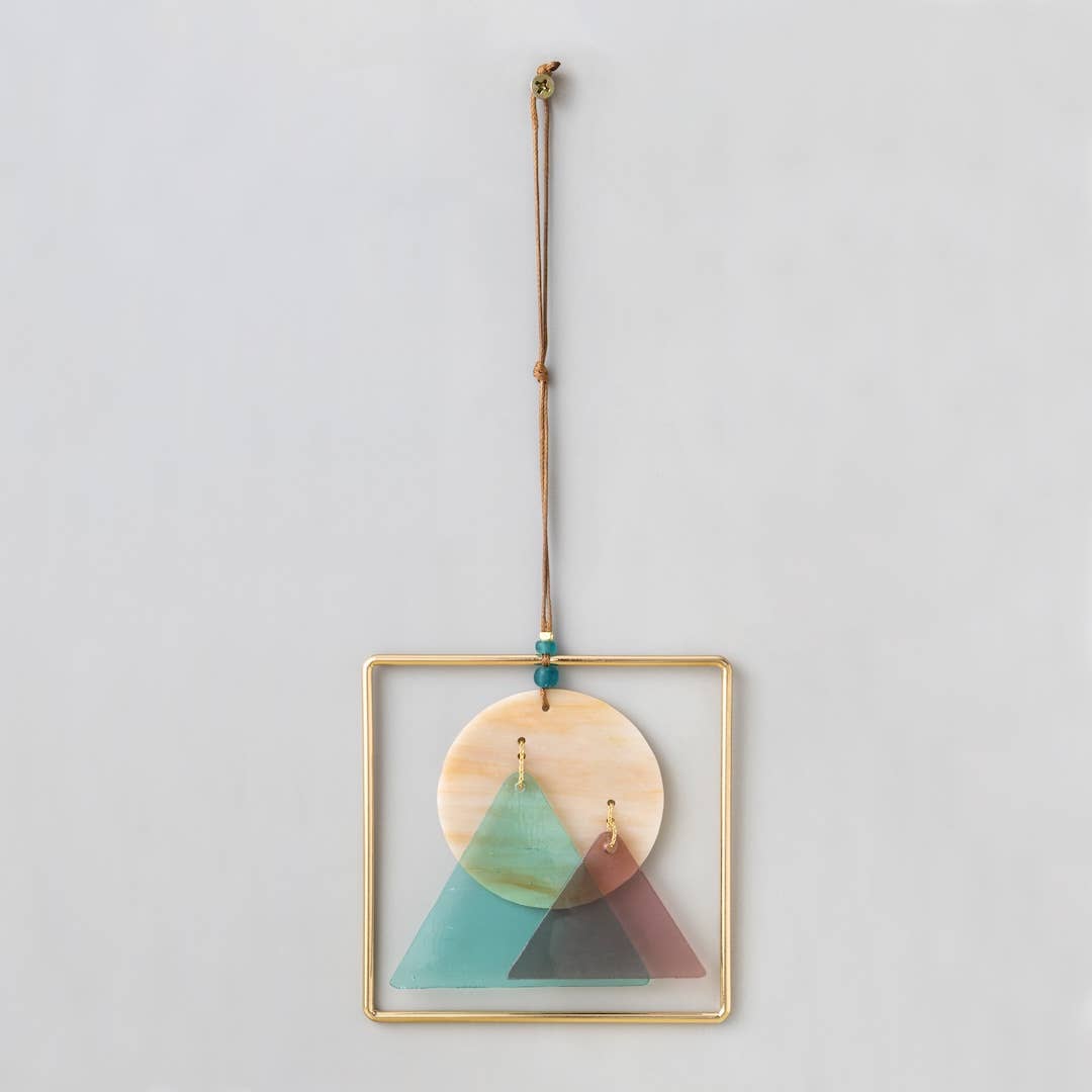 Scout Curated Wears - Stained Glass Light Catcher - Sunset Mountains - Pink Pig