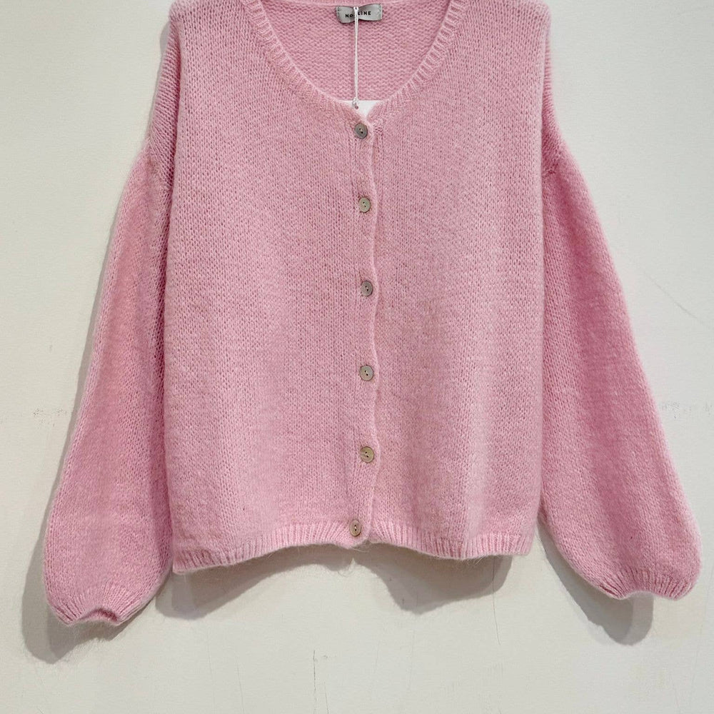 
                  
                    NOELINE - Kid mohair and wool cropped cardigan - Pink Pig
                  
                