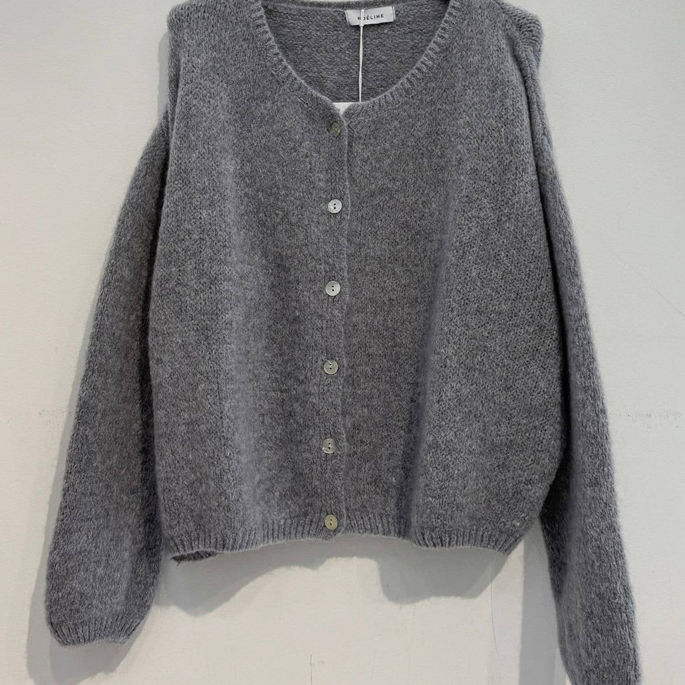 NOELINE - Kid mohair and wool cropped cardigan - Pink Pig