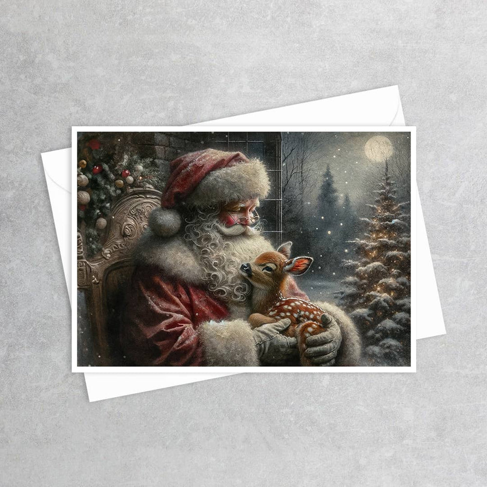 Salty Alyce - Christmas Vintage Santa Claus & Reindeer Greeting Card 56RD Salty Alyce