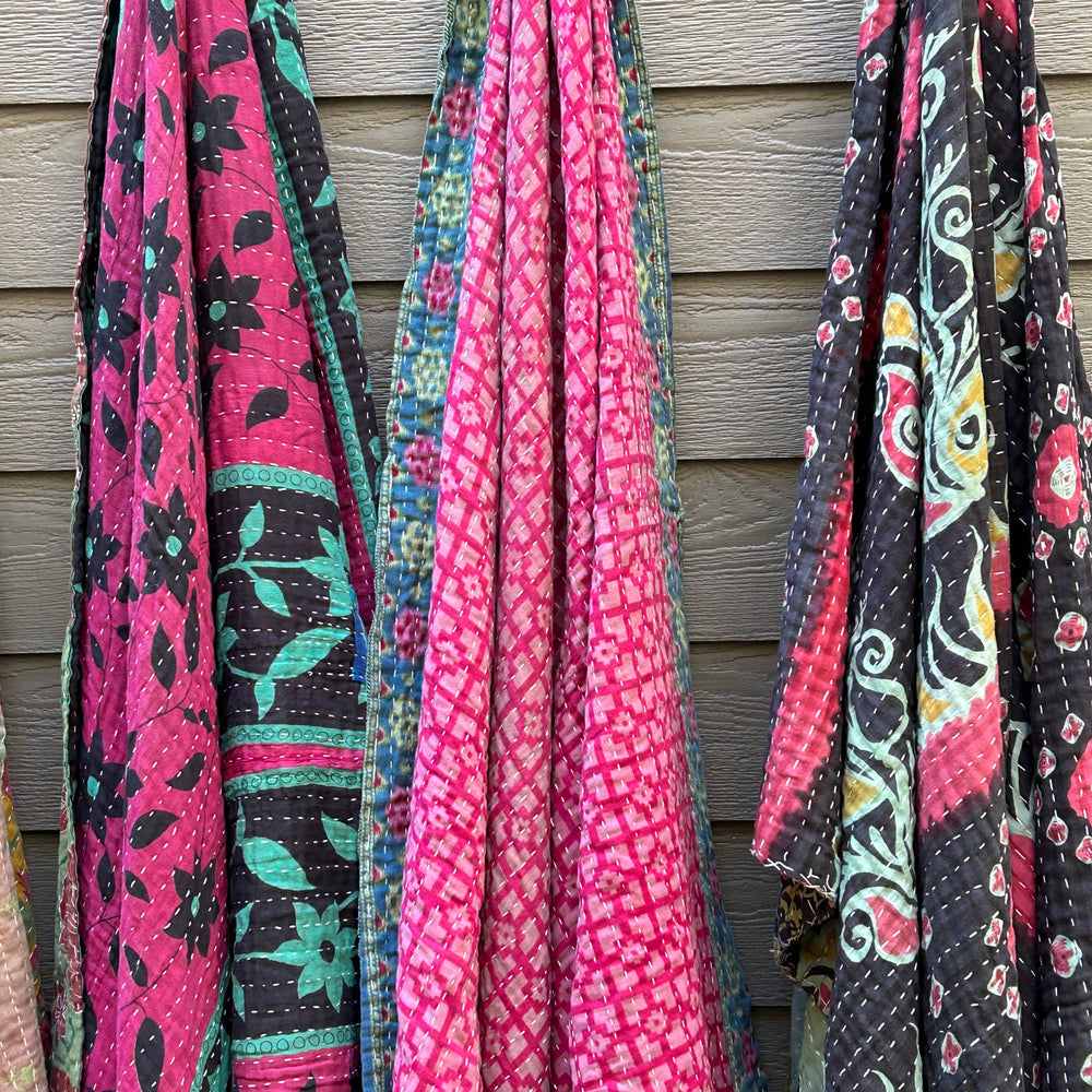 
                  
                    Seeds - Green Overdyed Kantha Quilts.
                  
                