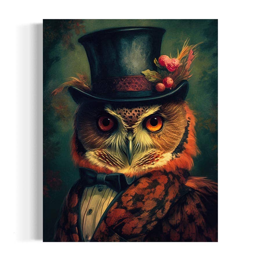 Salty Alyce - Gentleman Red Owl Vintage Portrait Wall Art AXS56 Salty Alyce