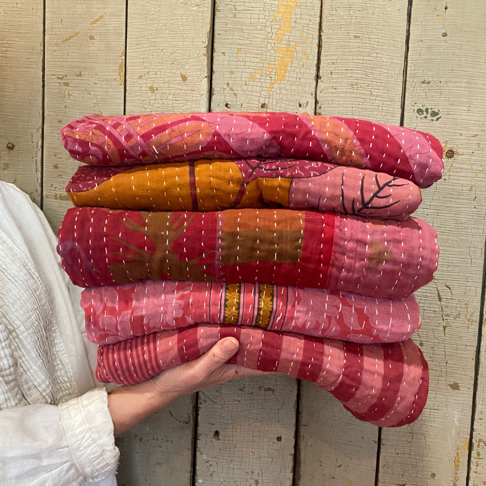 
                  
                    Seeds - Pink and Red Kanthas | Recycled Sarees 100% Cotton.
                  
                