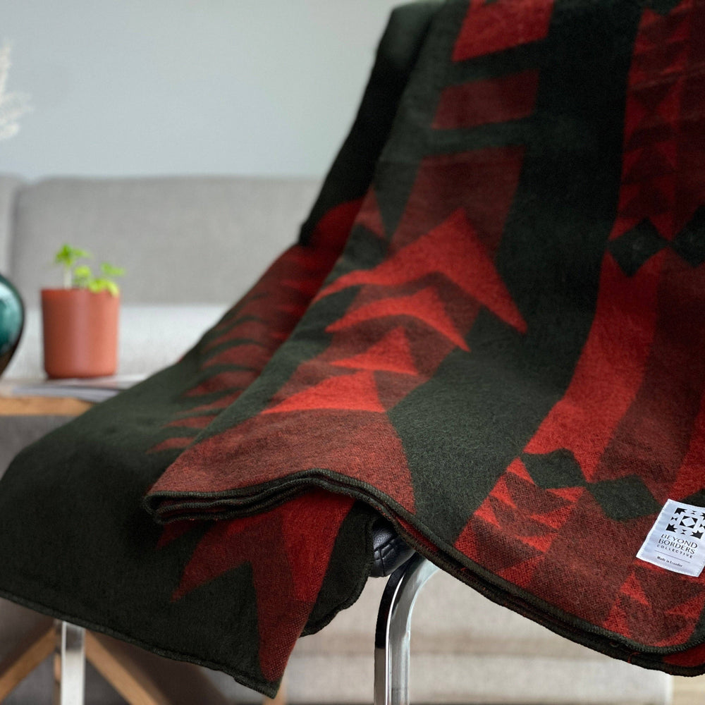 Artisan-Made Blankets & Throws - Loja Blanket - Dark Moss | Fall Decor - Pink Pig