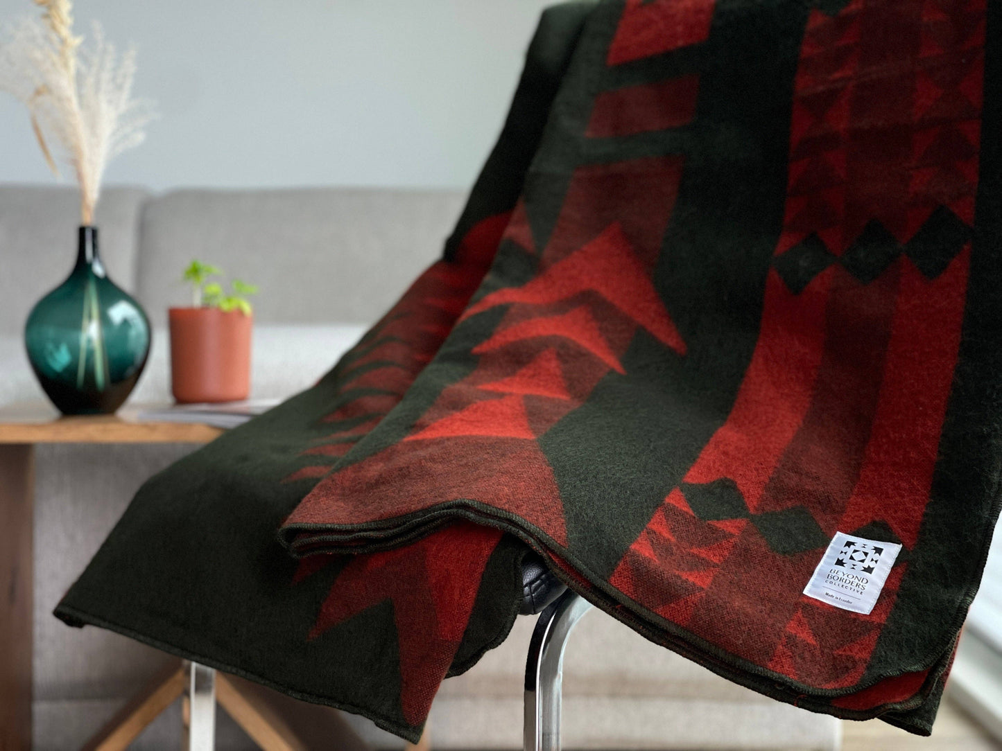 Artisan-Made Blankets & Throws - Loja Blanket - Dark Moss | Fall Decor - Pink Pig