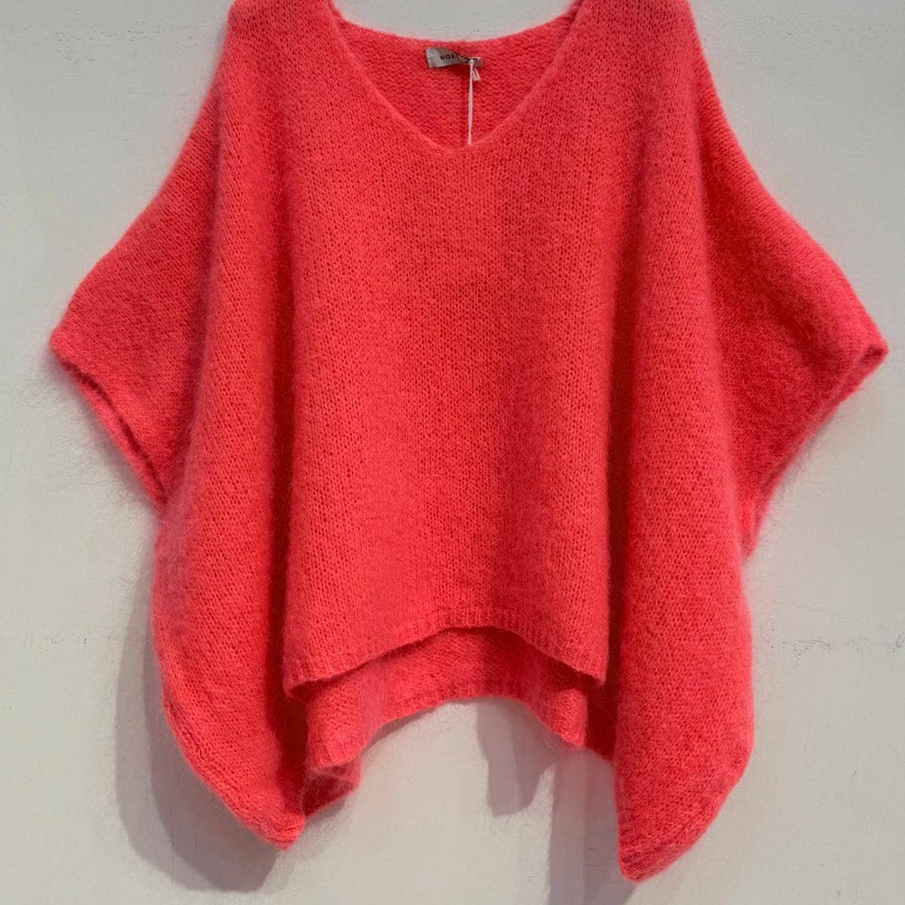 NOELINE - Mohair poncho sweater 7627 - Pink Pig