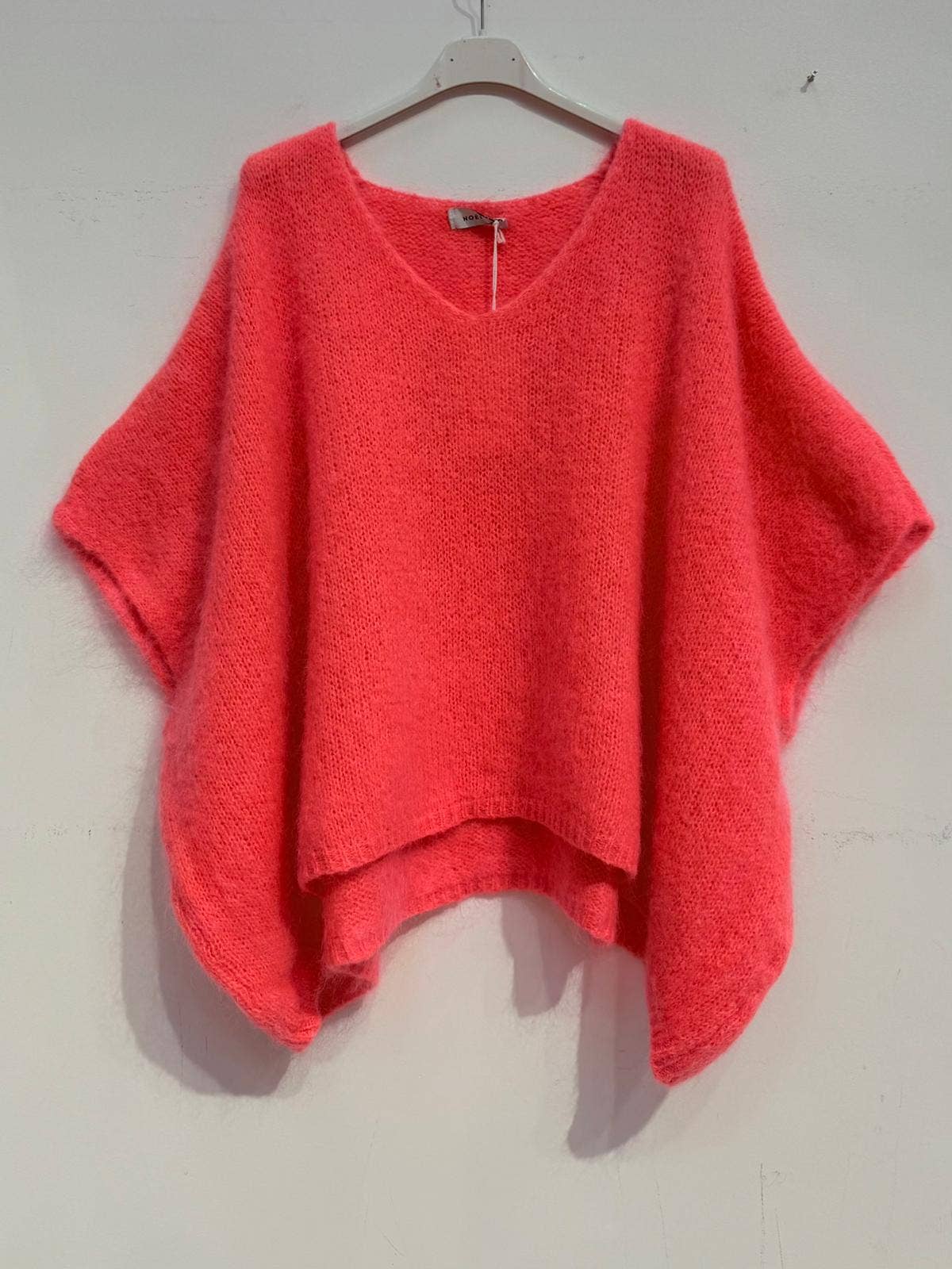 NOELINE - Mohair poncho sweater 7627 - Pink Pig