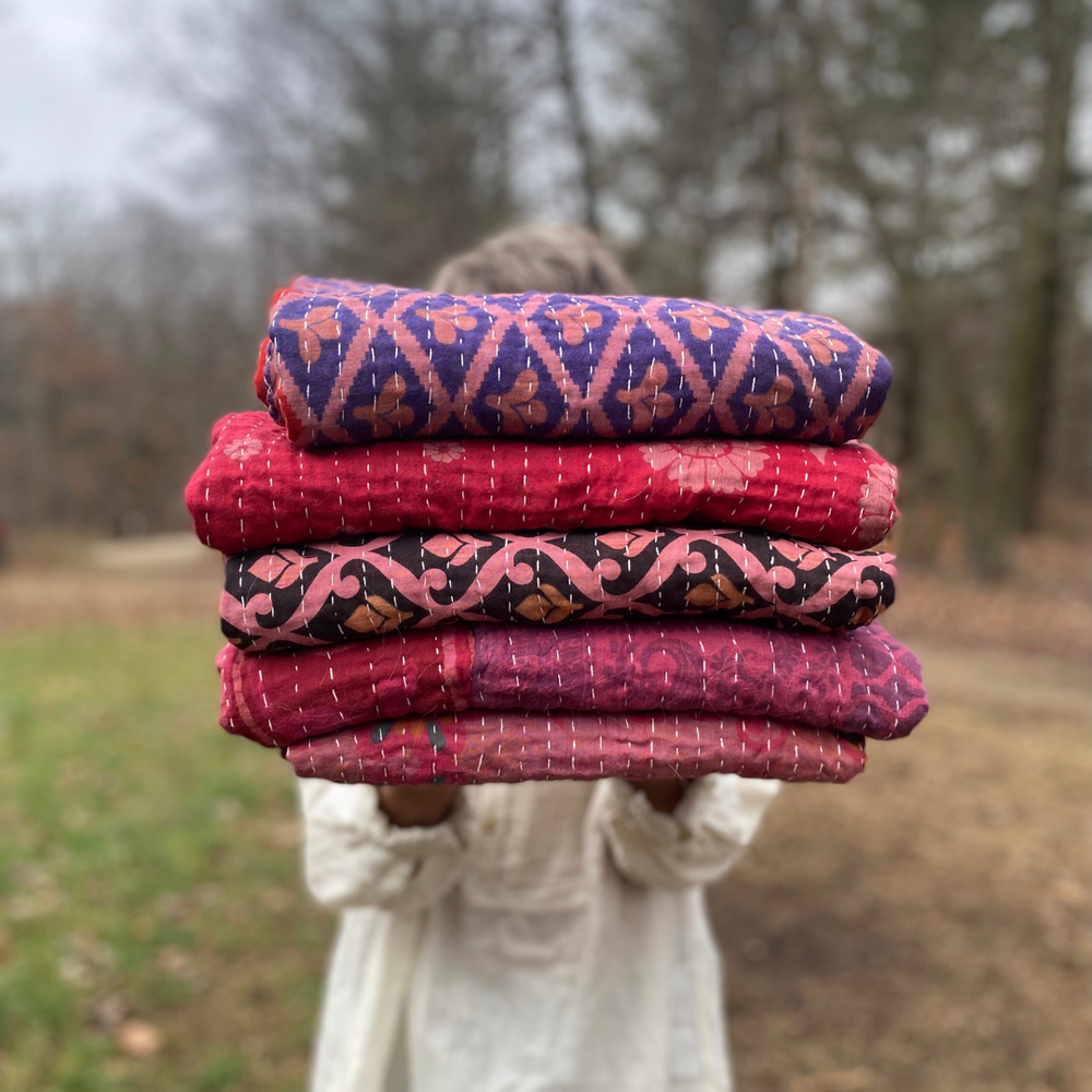 
                  
                    Seeds - Pink and Red Kanthas | Recycled Sarees 100% Cotton.
                  
                