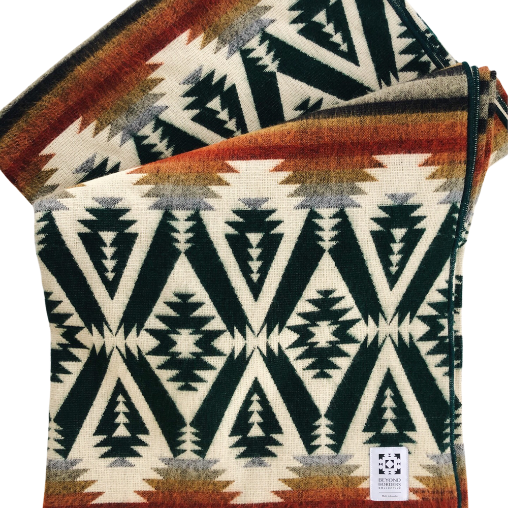 
                  
                    Beyond Borders Collective | Artisan-Made Blankets & Throws - Quichua Blanket - Evergreen Autumn | Fall Decor - Pink Pig
                  
                