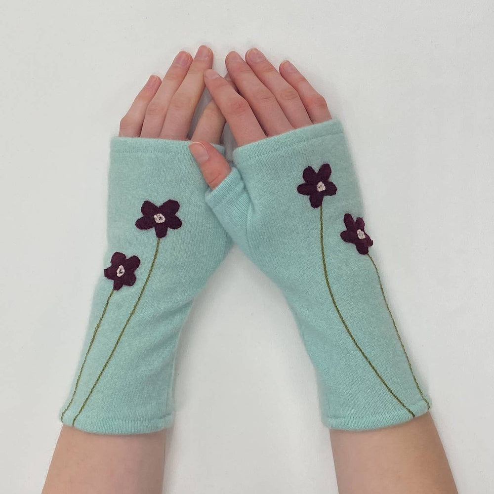 Sardine Clothing Co. - Fingerless Cashmere Gloves-Wildflower Sardine Clothing Co. One Size Fits Most Maroon on Aqua