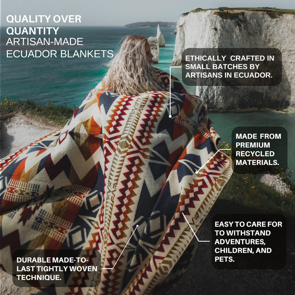 
                  
                    Beyond Borders Collective | Artisan-Made Blankets & Throws - Tsachila Blanket - Colorful Black | Fall Decor - Pink Pig
                  
                