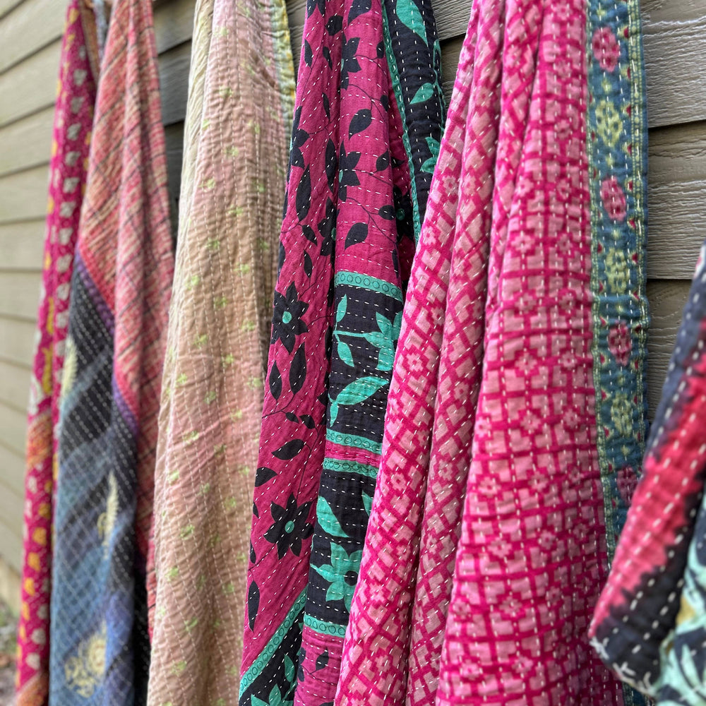 
                  
                    Seeds - Green Overdyed Kantha Quilts.
                  
                