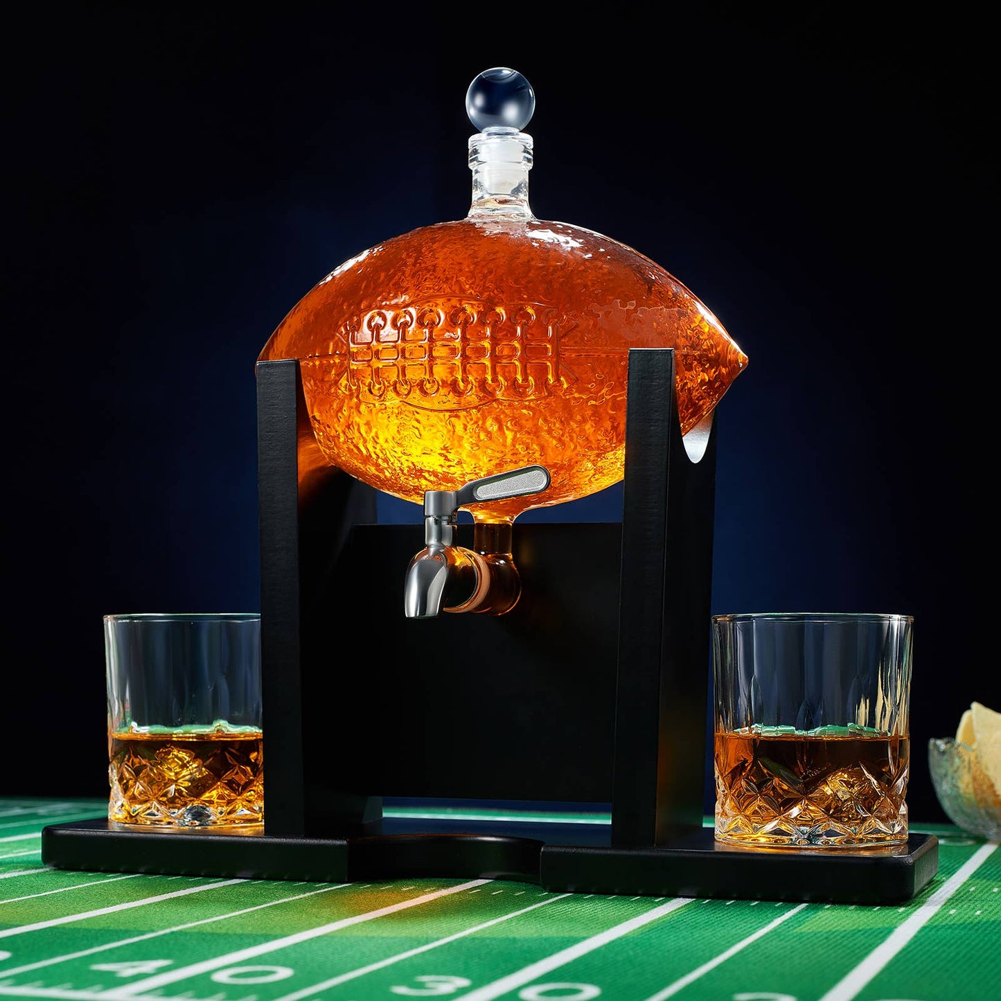 Football Decanter Set with 2 Whiskey & Wine Glasses decanter The Wine Savant / Khen Glassware