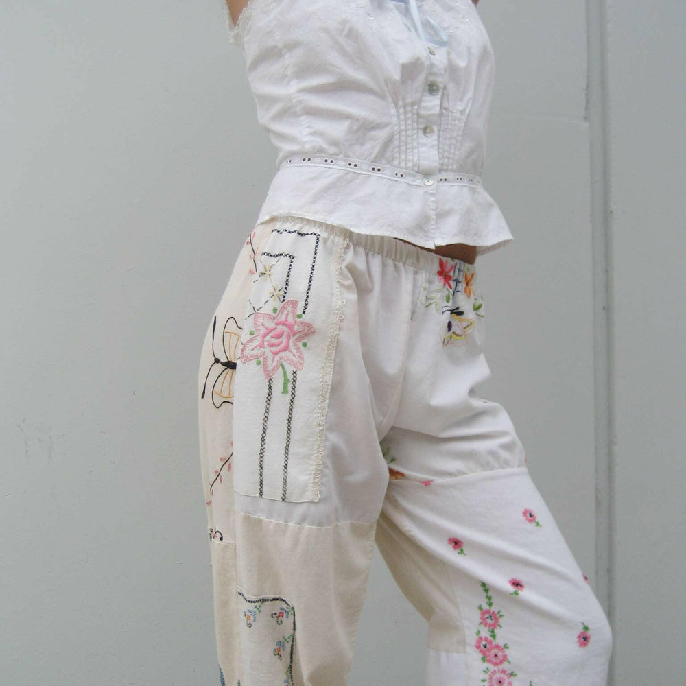American Recycled Clothing - Embroidered Pieced Pant Bundle - Pink Pig