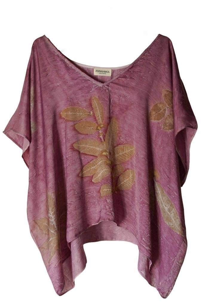 Annahmol - Eco Print Plant Dyed Free Size Top - Pink Pig