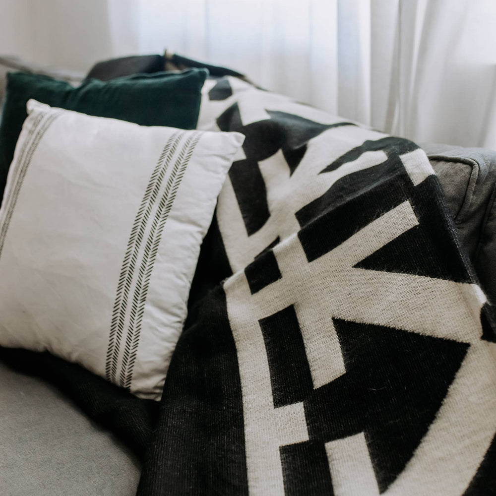 
                  
                    Beyond Borders Collective | Artisan-Made Blankets & Throws - Destino Blanket - Natural / Black | Fall Decor - Pink Pig
                  
                