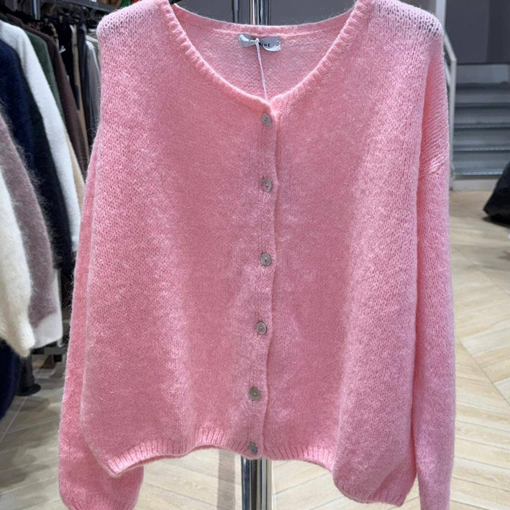 
                  
                    NOELINE - Kid mohair and wool cropped cardigan - Pink Pig
                  
                