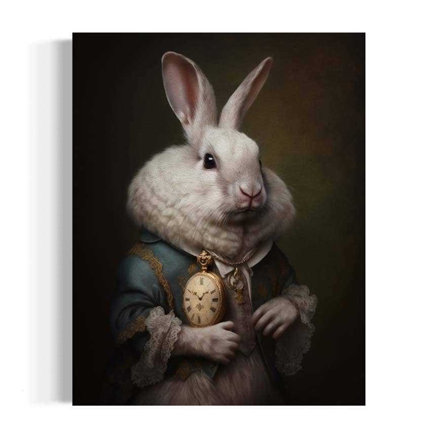 Salty Alyce - White Rabbit Alice in Wonderland Victorian Portrait AS207 - Pink Pig