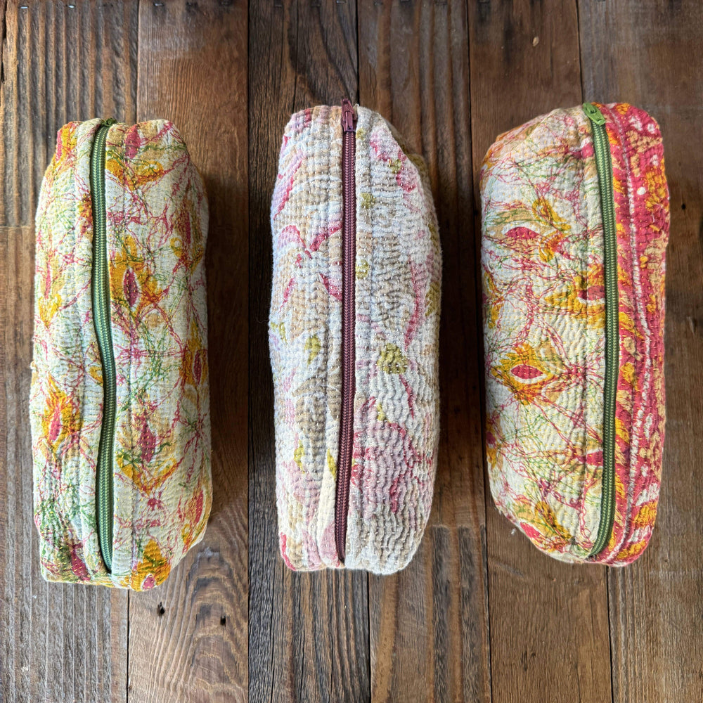 
                  
                    Vintage Quilted Long Zip Toiletry Pouches - Pink Pig
                  
                