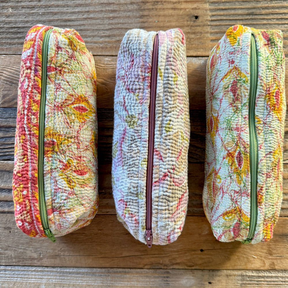 
                  
                    Vintage Quilted Long Zip Toiletry Pouches - Pink Pig
                  
                