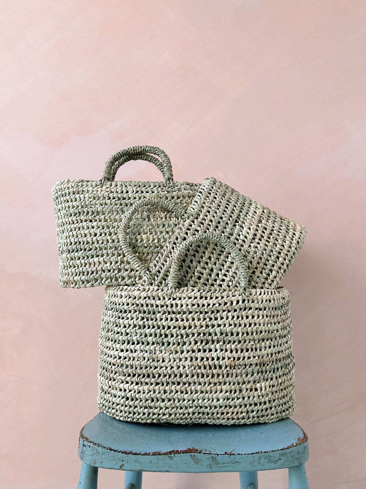 Bohemia Design - Oval Open Weave Nesting Baskets - Pink Pig