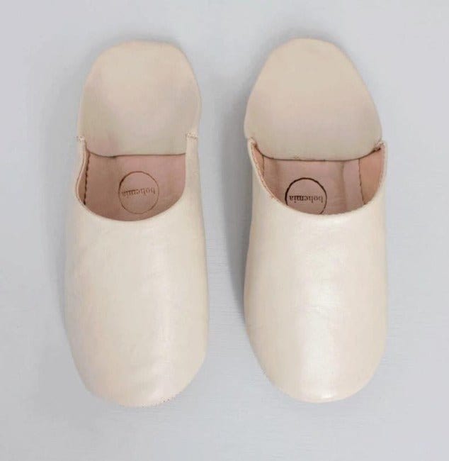 Moroccan Babouche Slippers - Chalk - Pink Pig