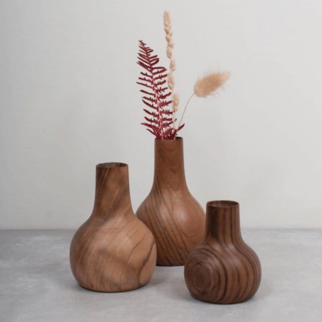 Moroccan Mini Wood Vases - Pink Pig