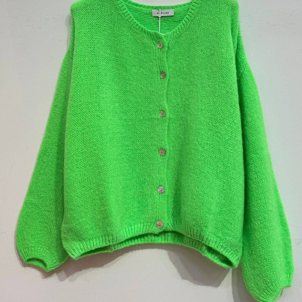 
                  
                    NOELINE - Kid mohair and wool cropped cardigan - Pink Pig
                  
                