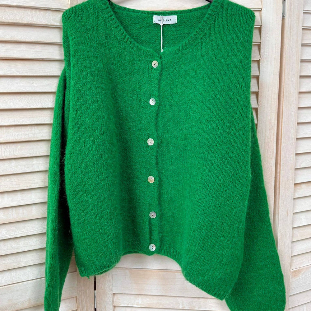 
                  
                    NOELINE - Kid mohair and wool cropped cardigan - Pink Pig
                  
                