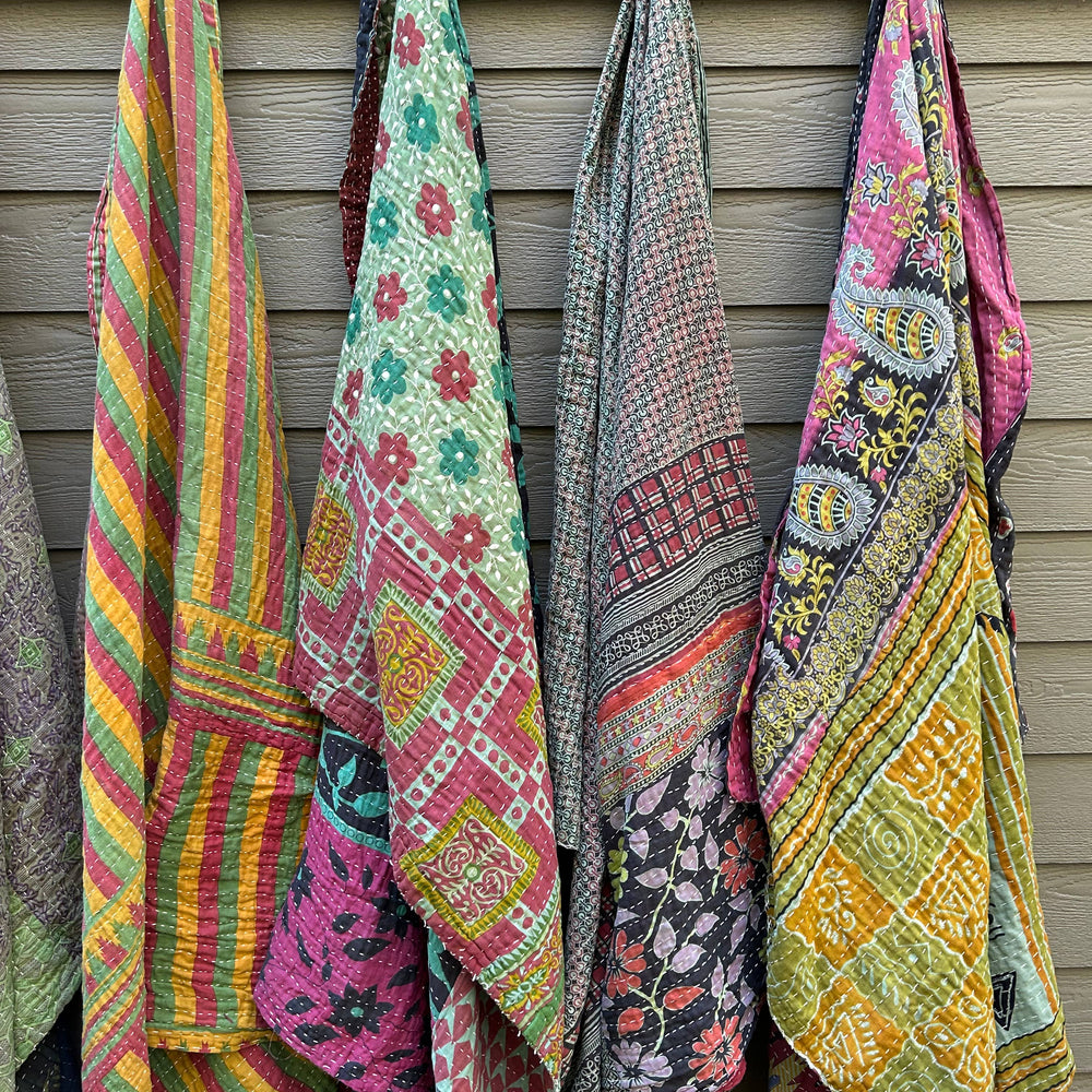 
                  
                    Seeds - Green Overdyed Kantha Quilts.
                  
                