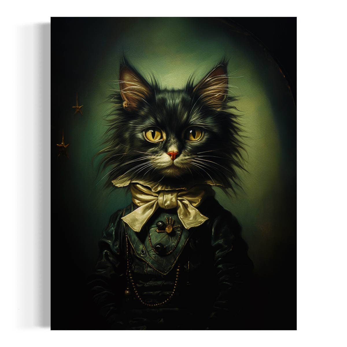 Salty Alyce - Gentleman Cat Vintage Portrait Wall Art - Pink Pig