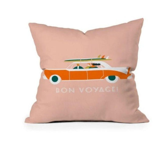 Bon Voyage Decorative Pillow - Pink Pig