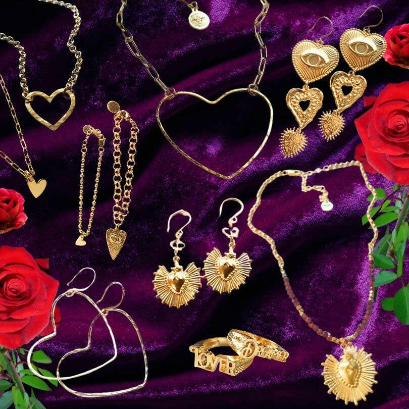 
                  
                    Dreamers of Dreams Flaming Heart Charm Earrings with Herkimer Diamond and 14k Gold Fill Ear Hooks - Pink Pig
                  
                