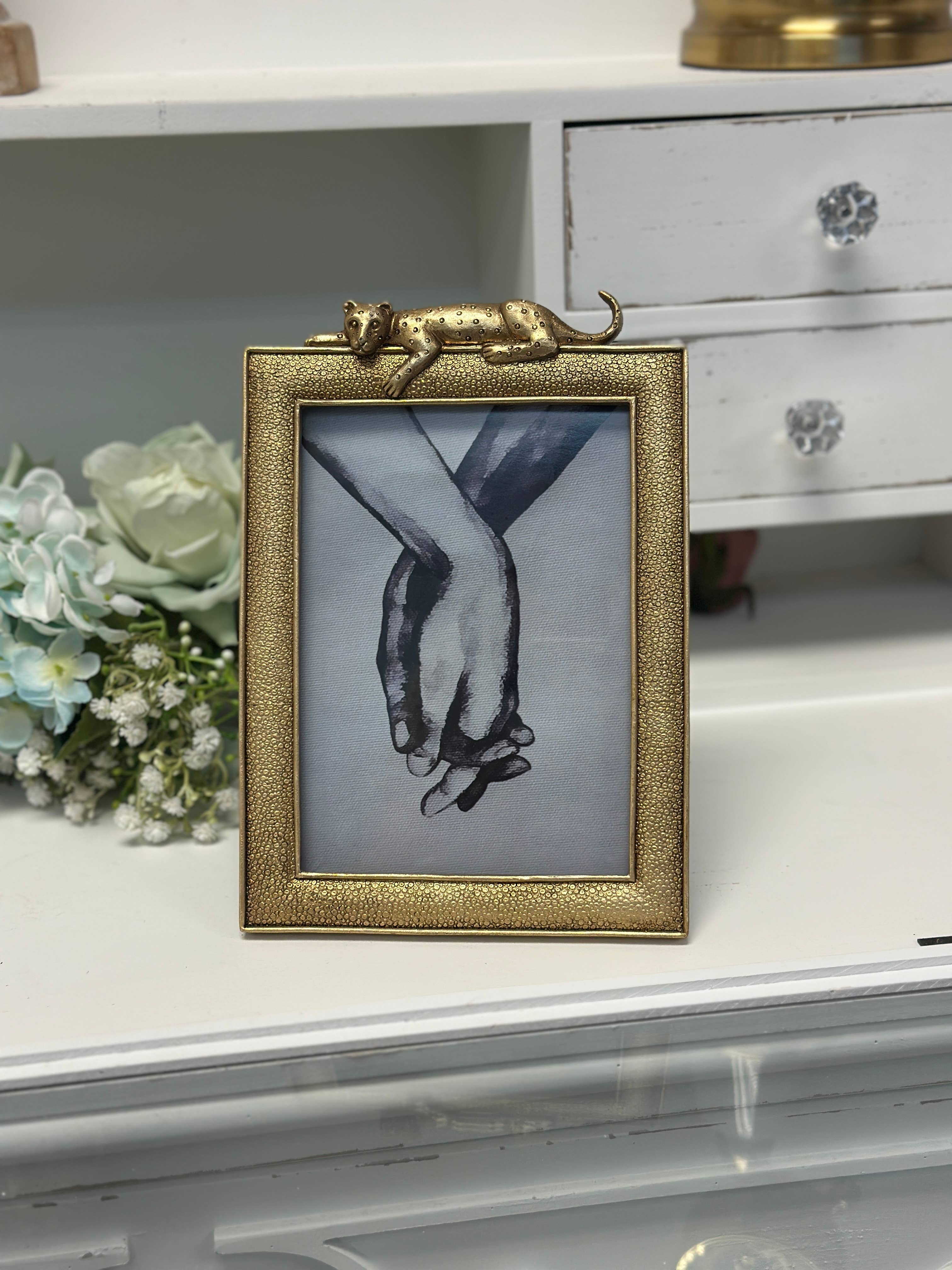 Vagabond Vintage Luxurious Gold Leopard Photo Frame