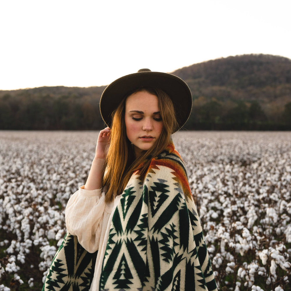 
                  
                    Beyond Borders Collective | Artisan-Made Blankets & Throws - Quichua Blanket - Evergreen Autumn | Fall Decor - Pink Pig
                  
                