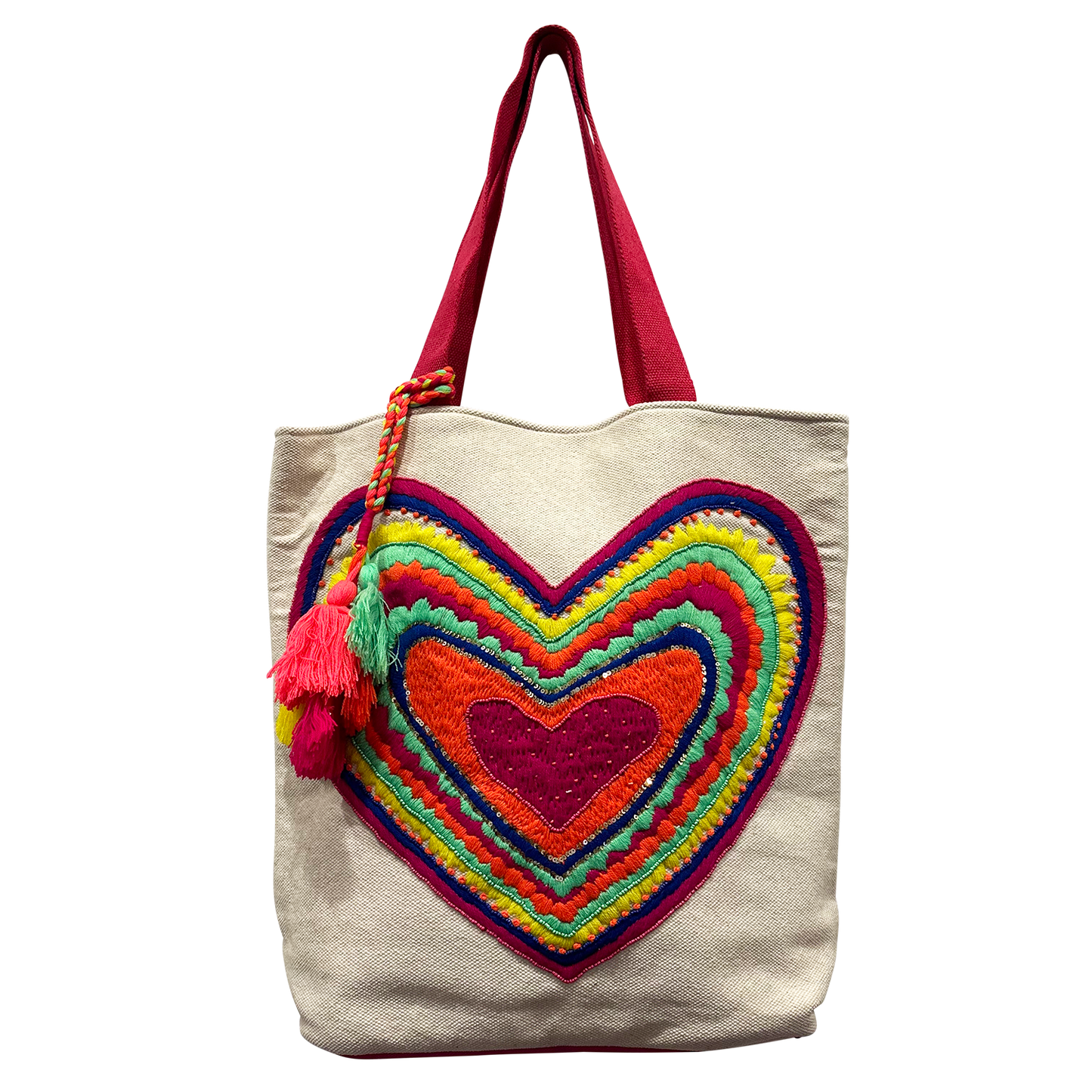 Chloe & Lex - Heart Applique Design Pure Cotton Canvas Tote Bag Chloe & Lex