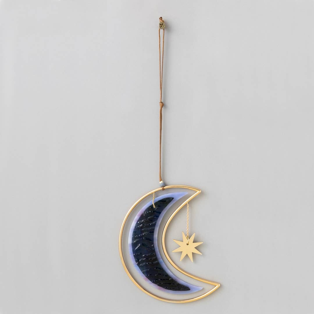 Scout Curated Wears - Stained Glass Light Catcher - Moon Star - Pink Pig