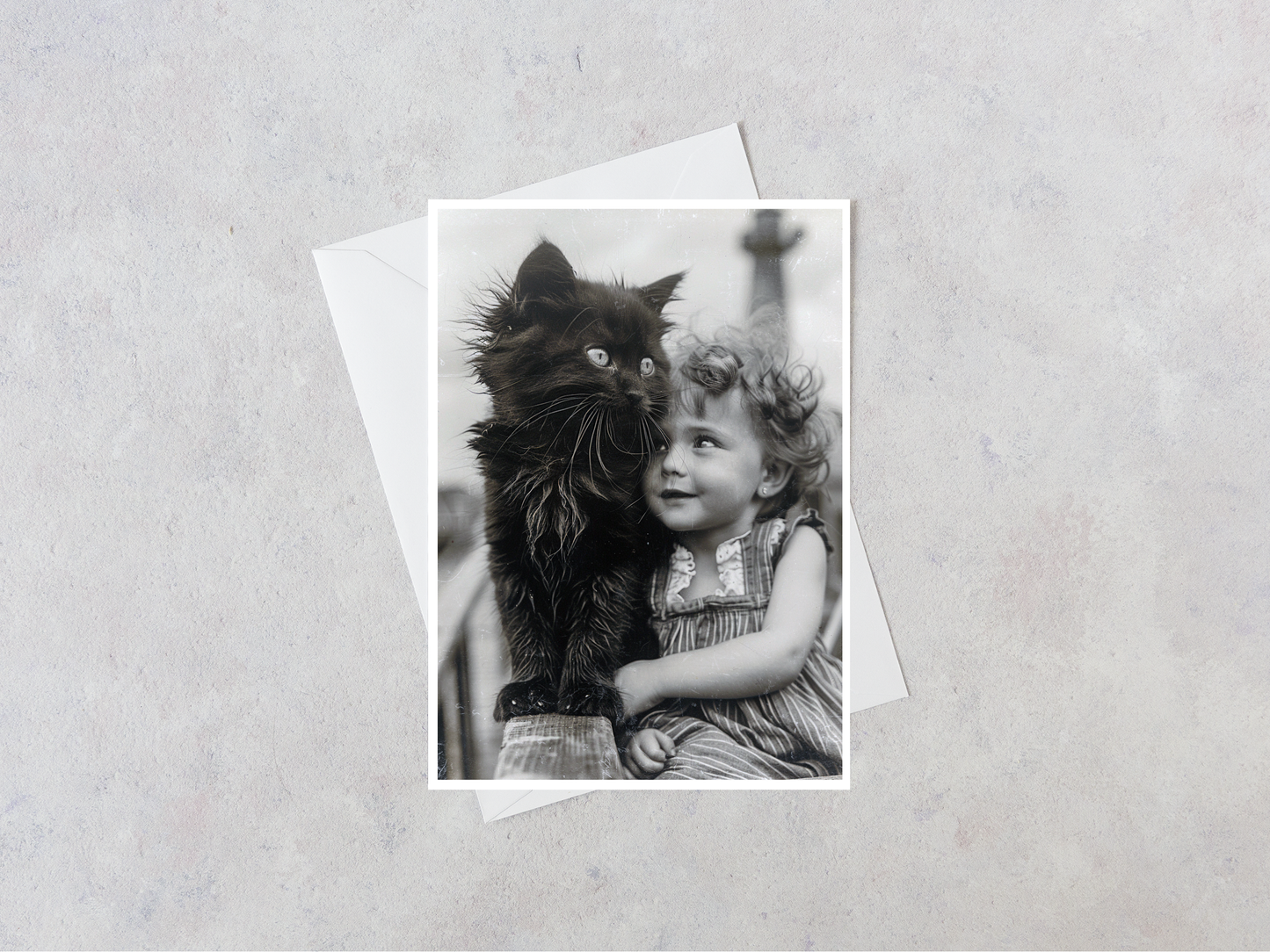 Salty Alyce - Girl and Her Big Kitten Friend Blank Card 102RD Books & Stationary Salty Alyce