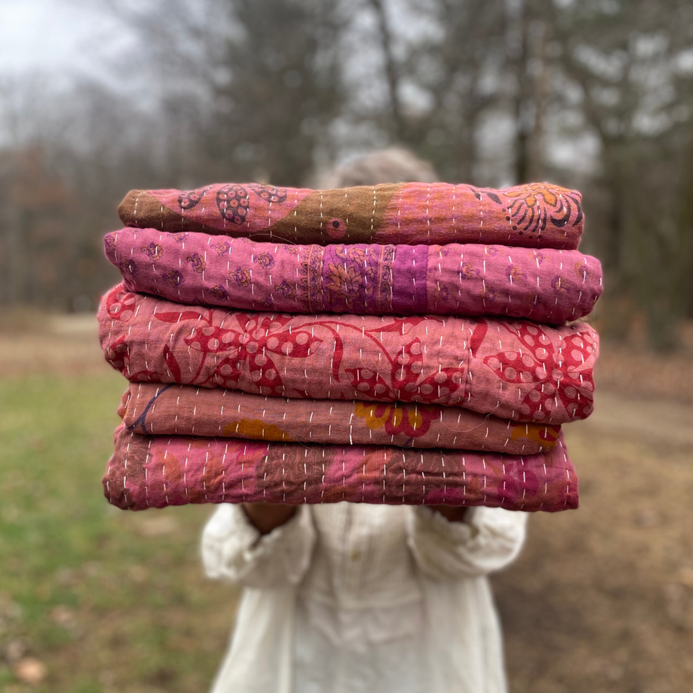 
                  
                    Seeds - Pink and Red Kanthas | Recycled Sarees 100% Cotton.
                  
                
