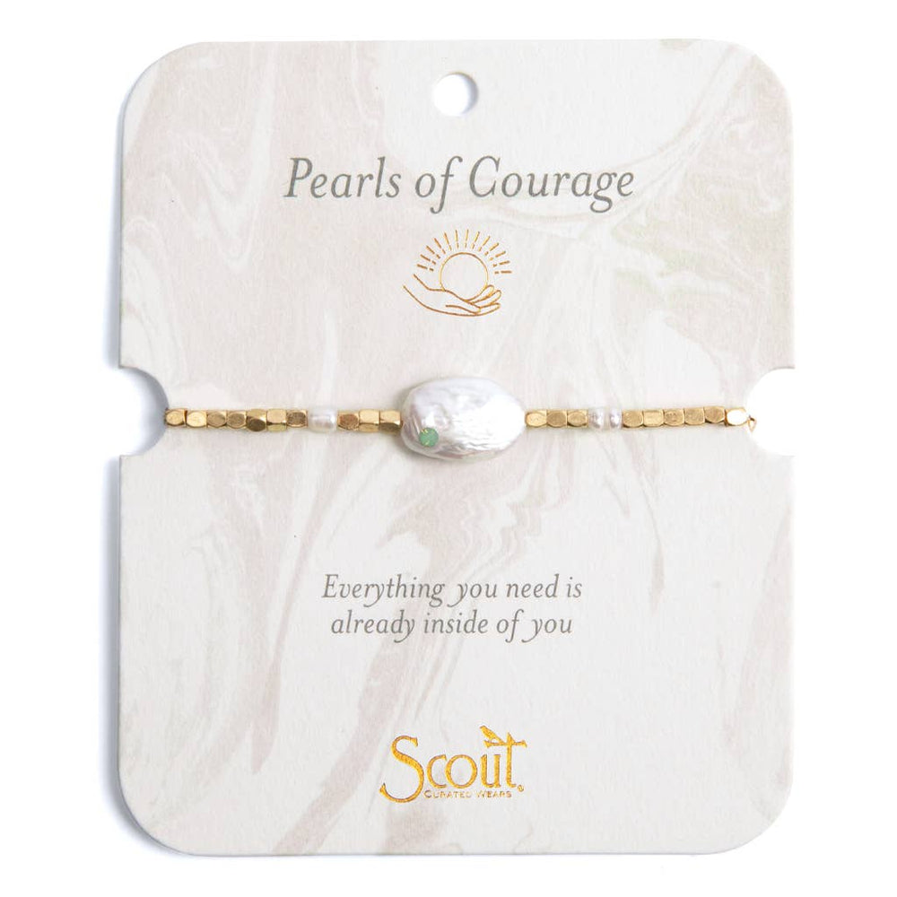 Scout Curated Wears - Pearl Affirmation Bracelet - Courage/Gold
