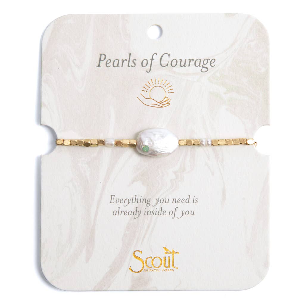 Scout Curated Wears - Pearl Affirmation Bracelet - Courage/Gold