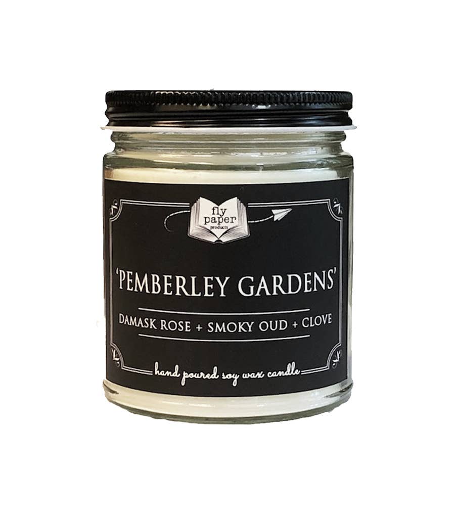 Fly Paper Products - Pemberley Gardens Literary 9oz Glass Soy Candle - Pink Pig